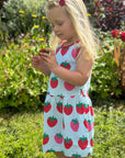 Organic Strawberry Summer Dress for Kids, Soft Swinging Skirt with Toby Tiger Print, GOTS Certified Cotton, Eco-Friendly Dyes by Toby Tiger at brixbailey.com