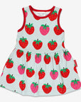 Organic Strawberry Summer Dress for Kids - Soft Swinging Skirt with Toby Tiger Print, GOTS Certified Cotton, Eco-Friendly by Toby Tiger at brixbailey.com