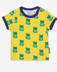 Premium baby frog print t-shirt, organic cotton, stylish color accents, snap button closure, best-selling Toby Tiger design by Toby Tiger at brixbailey.com