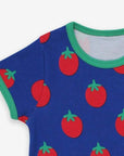 Premium baby t-shirt with tomato print, soft organic cotton, stylish short sleeves, snap buttons, eco-friendly dyes, Toby Tiger collection by Toby Tiger at brixbailey.com