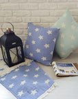 Luxury jacquard weave organic cotton throw, navy blue and off-white, stylish and soft, best-selling starbright throw, 90cm x 150cm by Wildash London at brixbailey.com