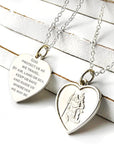 Sterling Silver Heart Pendant – Engraved Saint Christopher Necklace with 20" Chain