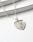 Sterling Silver Heart Pendant – Engraved Saint Christopher Necklace with 20" Chain