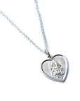 Sterling Silver Heart Pendant – Engraved Saint Christopher Necklace with 20" Chain