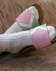 Premium vegan sandals in strawberry pink, white, nude, mint - fair fashion, ergonomic, slip-resistant, eco-friendly, PETA certified by Fünve at brixbailey.com