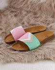 Premium vegan strawberry pink sandals, stylish and comfortable with ergonomic footbed, slip-resistant sole, eco-friendly fair fashion by Fünve at brixbailey.com