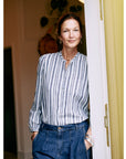 Nora blouse sargasso sea stripe