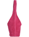 Raspberry Suede Leather Hobo Boho Shoulder Bag Brix and Bailey Ethical Handbag Brand