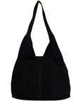 Black Suede Leather Hobo Boho Shoulder Bag Brix and Bailey Ethical Handbag Brand