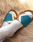 Premium vegan sandals in turquoise ocean white mustard terracotta, comfortable straps, soft footbed, slip-resistant sole, eco-friendly by Fünve at brixbailey.com