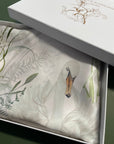 Cream and neutral Silk Pillowcase in hand painted 'Graceful' print, Standard size Oxford style Pillowcase