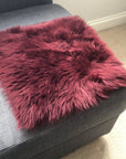 Premium British sheepskin seat cover, 37cm burgundy, luxury free-range organic sheepskin, handcrafted in London, sustainable and hypoallergenic by Wildash London at brixbailey.com