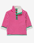 Premium Pink Breton Organic Kids Fleece Jacket with High Collar and Hidden Pockets for Ultimate Warmth and Style by Toby Tiger at brixbailey.com