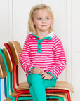Premium Breton Striped Organic Kids Fleece Jacket with High Collar and Hidden Pockets by Toby Tiger at brixbailey.com