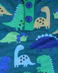 Luxury premium kids fleece sweatshirt with dinosaur print, soft organic cotton, stylish green gray blue tones, cozy warm lined by Toby Tiger at brixbailey.com