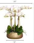 Faux White Orchid Arrangement In Matte Gold Planter