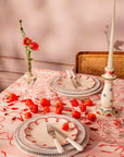 Kensington Bow Pink Cotton Tablecloth with Ric Rac
