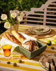Lucinda Linen Tablecloth Yellow Stripe