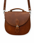 Handmade Tannery Leather Saddle Bag - Tan