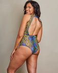 Tan Through One Piece Swimsuit in Dark Multi
