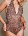 Tan Through Halterneck Swimsuit Mini Feline