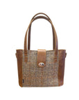 Tannery Tweed & Leather Mini Twist Lock Shopper Bag - Tan