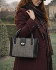 Tannery Tweed & Leather Mini Twist Lock Shopper Bag - Black