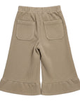 Taupe Cotton Corduroy Ruffle Hem Trousers for Children