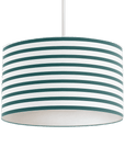 Teal and White Drum Lampshade, Geometric Striped Design Shade for Table, Floor or Ceiling Pendant Light