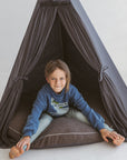 MINICAMP Bouclé Fabric Kids Floor Cushion - Grey, Soft & Stylish for Playtime by Minicamp at brixbailey.com