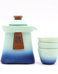 Temple Teapot Set & Three Cups - Blue Heaven