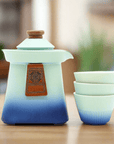 Temple Teapot Set & Three Cups - Blue Heaven