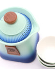 Temple Teapot Set & Three Cups - Blue Heaven