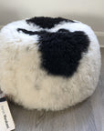 Luxury Boule Icelandic sheepskin pouffe, premium 50mm shorn grey sheepskin, stylish footstool or boudoir seat, best-selling home decor by Wildash London at brixbailey.com
