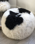 Luxury Icelandic sheepskin pouffe, premium 50mm shorn grey boule, stylish footstool or boudoir seat, best-selling home decor by Wildash London at brixbailey.com