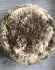 Luxury Icelandic sheepskin pouffe, handcrafted 50mm shorn grey boule, premium natural footstool or boudoir seat, stylish and hypoallergenic by Wildash London at brixbailey.com