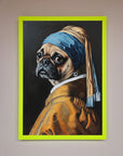 Pug with Pearl Earring Framed Print