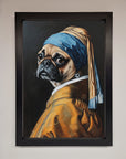 Pug with Pearl Earring Framed Print