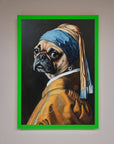 Pug with Pearl Earring Framed Print