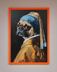Pug with Pearl Earring Framed Print