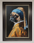 Pug with Pearl Earring Framed Print