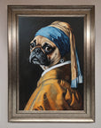 Pug with Pearl Earring Framed Print