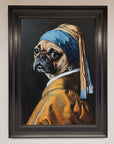 Pug with Pearl Earring Framed Print