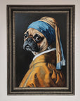 Pug with Pearl Earring Framed Print