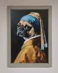 Pug with Pearl Earring Framed Print