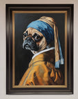 Pug with Pearl Earring Framed Print
