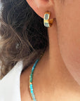 Cora Chunky Huggie Hoops Green Onyx