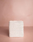Rattan Tissue Box Cover - White