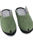 Moss Green Lambswool Felt Slippers