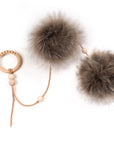 Anthracite Cat Toy with Faux Fur and Wooden Accents